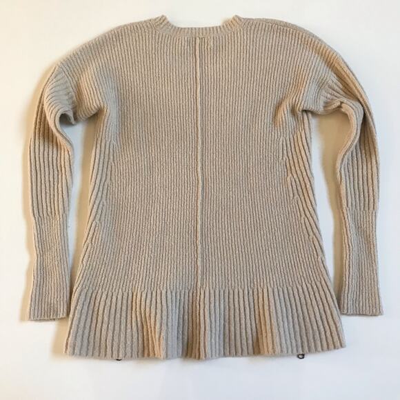 Abercrombie & Fitch Wool Tan Scoop Neck Sweater Zipper Detail Size Medium EUC - Picture 2 of 7